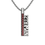 Load image into Gallery viewer, Necklace with pendant featuring '12th Man' text and red stones on a gray background