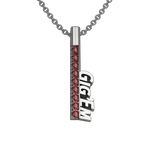 Load image into Gallery viewer, Gig'Em sterling silver pendant with maroon garnets
