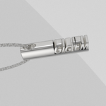 Load image into Gallery viewer, GIGEM vertical cutout pendant shown in a polished sterling silver finish.