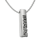 Load image into Gallery viewer, A sterling silver oval tag pendant with the text 'TEXAS A&M' cut out vertically, attached to a silver chain.