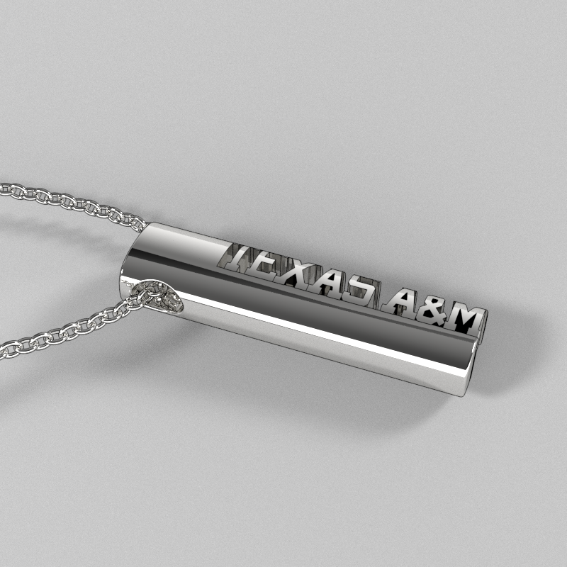 TEXAS A&M Silver Modern Tag Pendant
