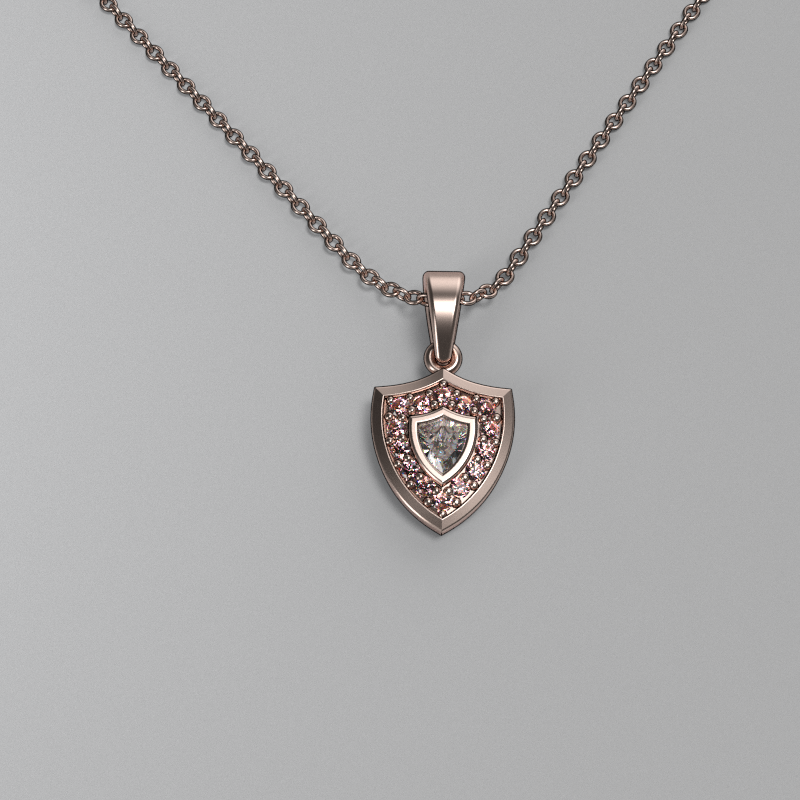 Aggie Shield™ Diamond Garnet 14K Rose Gold Pendant
