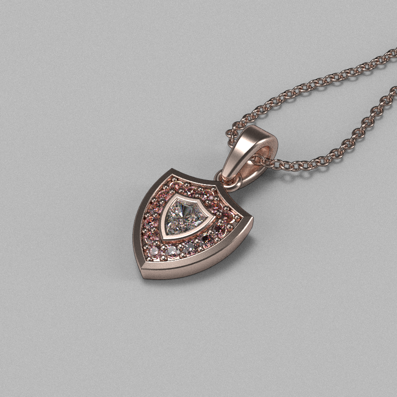 Aggie Shield™ Diamond Garnet 14K Rose Gold Pendant