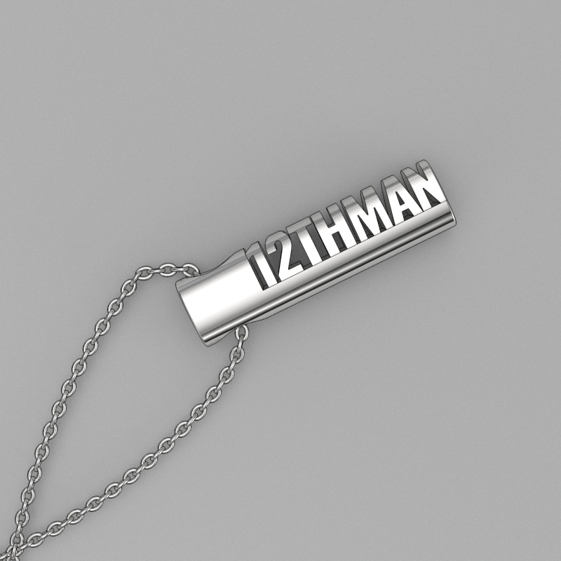 12th Man Silver Texas A&M Modern Tag Pendant