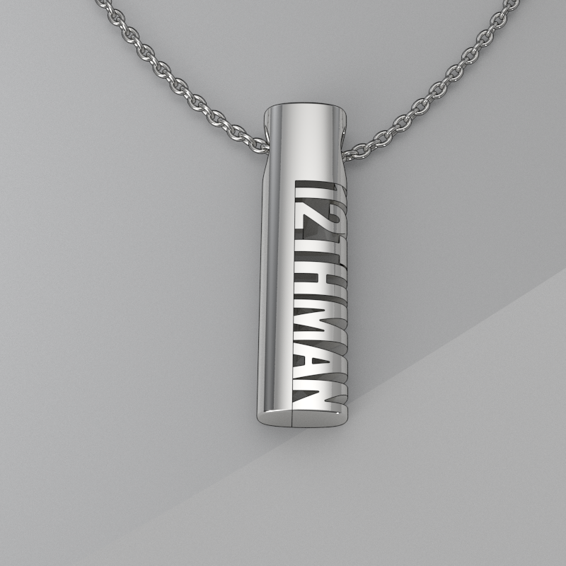 12th Man Silver Texas A&M Modern Tag Pendant