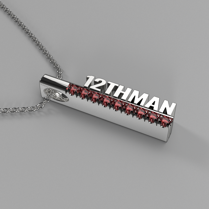 12th Man Silver and Garnet Spirit Tag Pendant