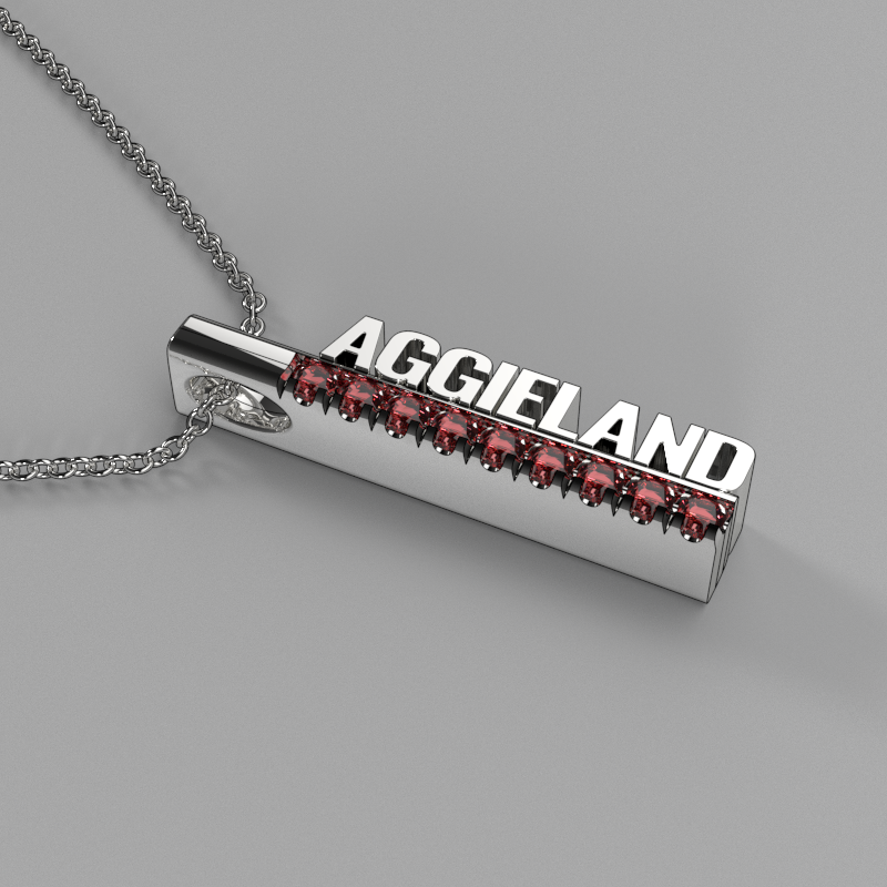 AggieLand Silver and Garnet Spirit Tag Pendant