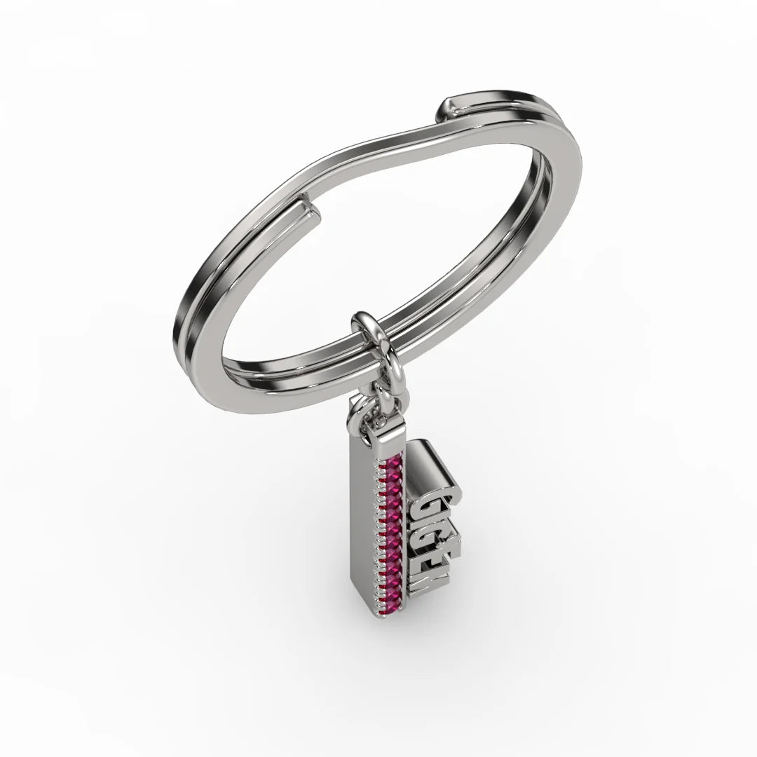 Gig'Em Silver and Garnet Spirit Keychain