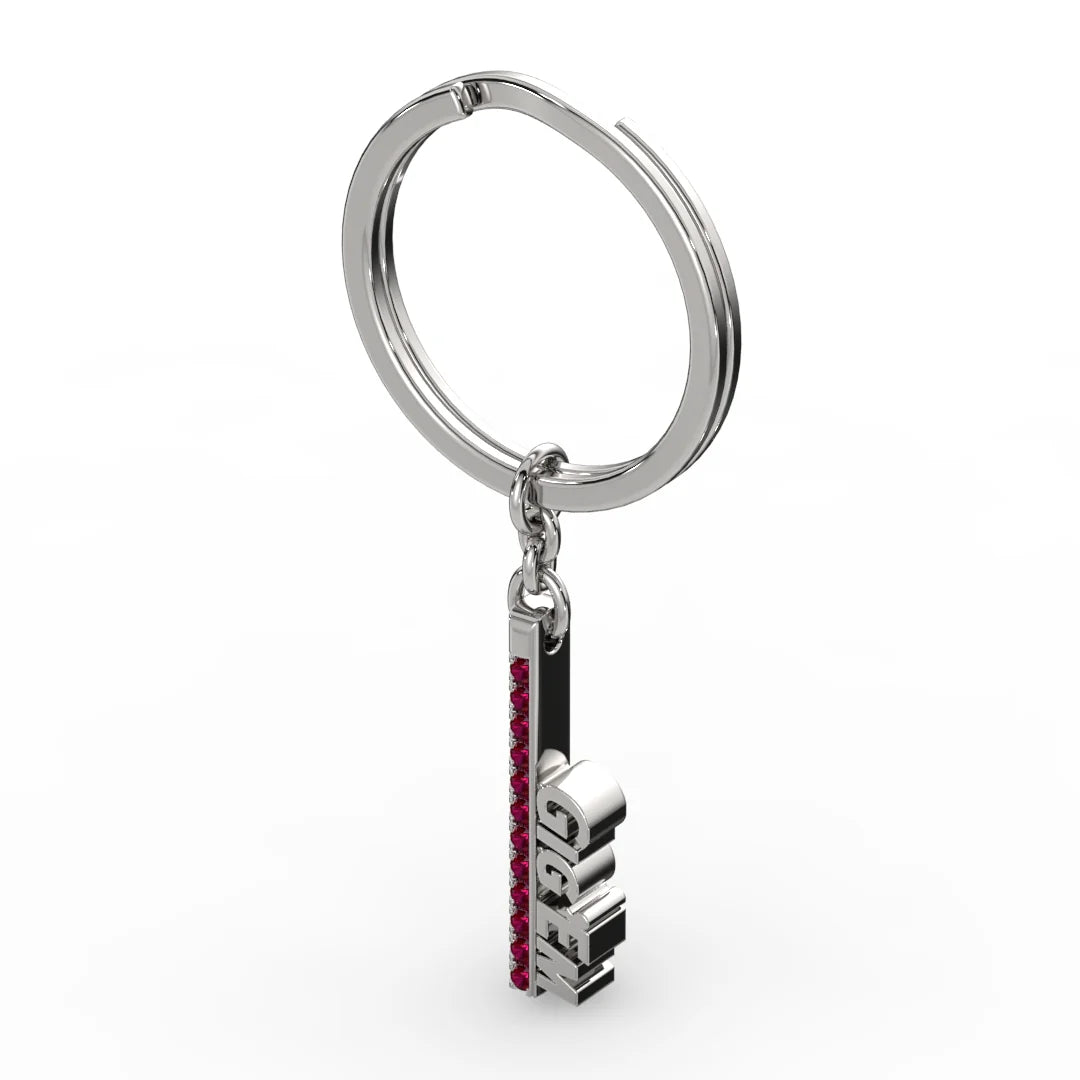 Gig'Em Silver and Garnet Spirit Keychain