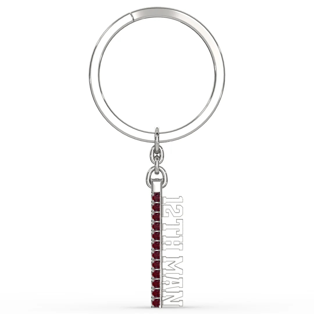 12th Man Silver and Garnet Spirit Tag Keychain