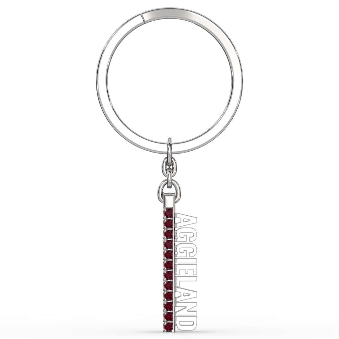 AggieLand Silver and Garnet Spirit Tag Keychain