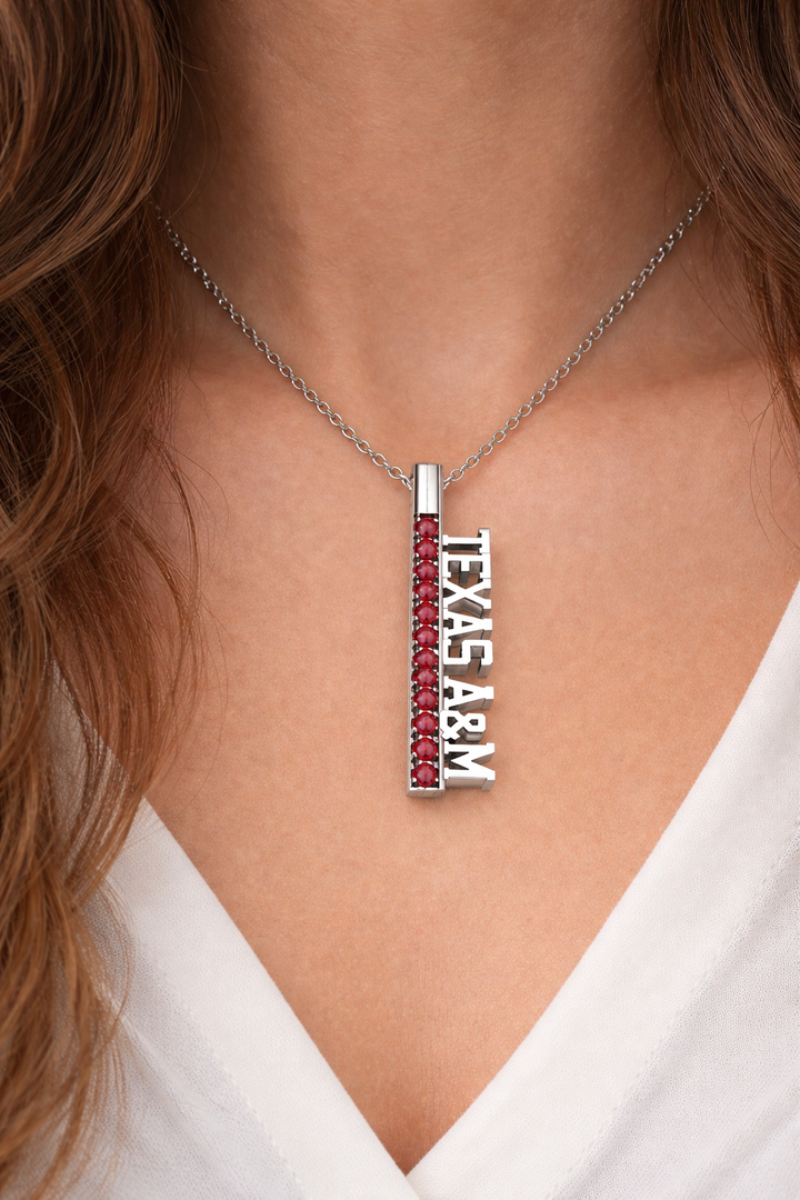 12th Man Silver and Garnet Spirit Tag Pendant