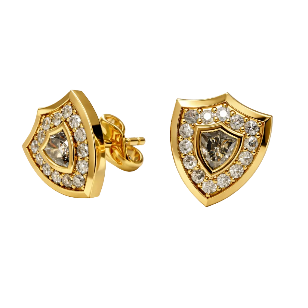 Aggie Shield™ Diamond Garnet 14K White Gold Stud Earrings