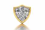 Load image into Gallery viewer, Close-up of the Aggie Shield diamond in a gold bezel setting.