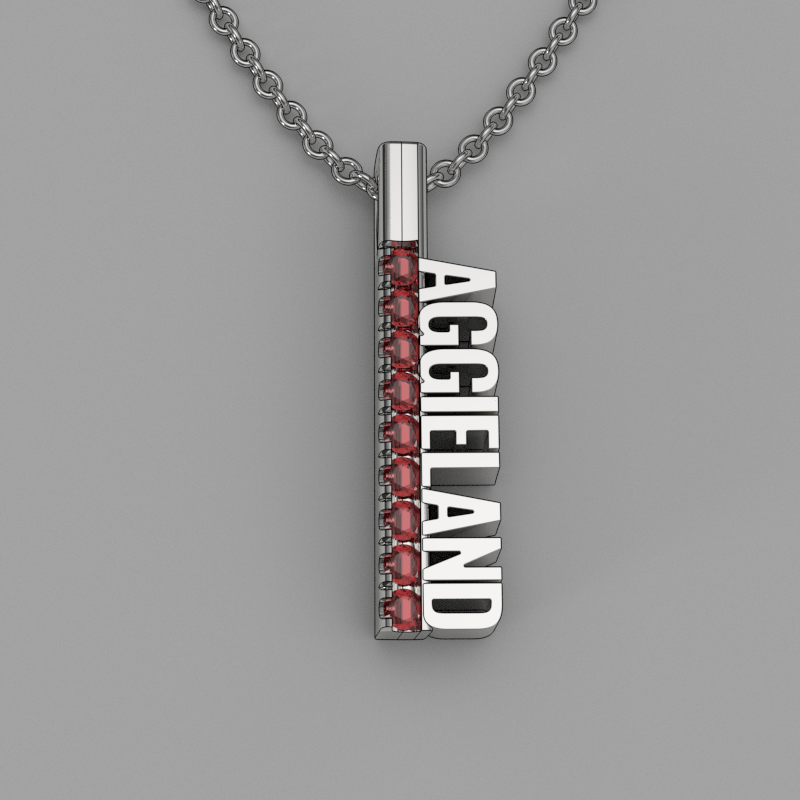 AggieLand Silver and Garnet Spirit Tag Pendant