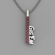 Gig'Em Silver and Garnet Spirit Tag Pendant