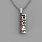 TEXAS A&M Silver and Garnet Spirit Tag Pendant