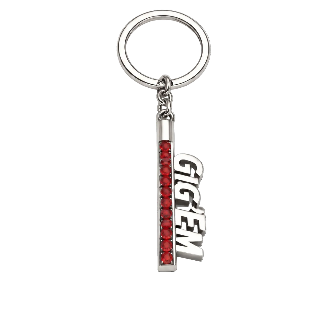 Gig'Em Silver and Garnet Spirit Keychain