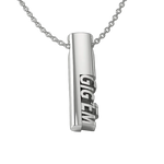 Load image into Gallery viewer, Sterling silver GIGEM oval tag pendant with vertical cutout, front view.