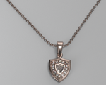 Load image into Gallery viewer, 14K rose gold Aggie Shield diamond pendant with custom shield-shaped lab grown diamond.