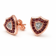 Aggie Shield™ Diamond Garnet 14K Rose Gold Stud Earrings