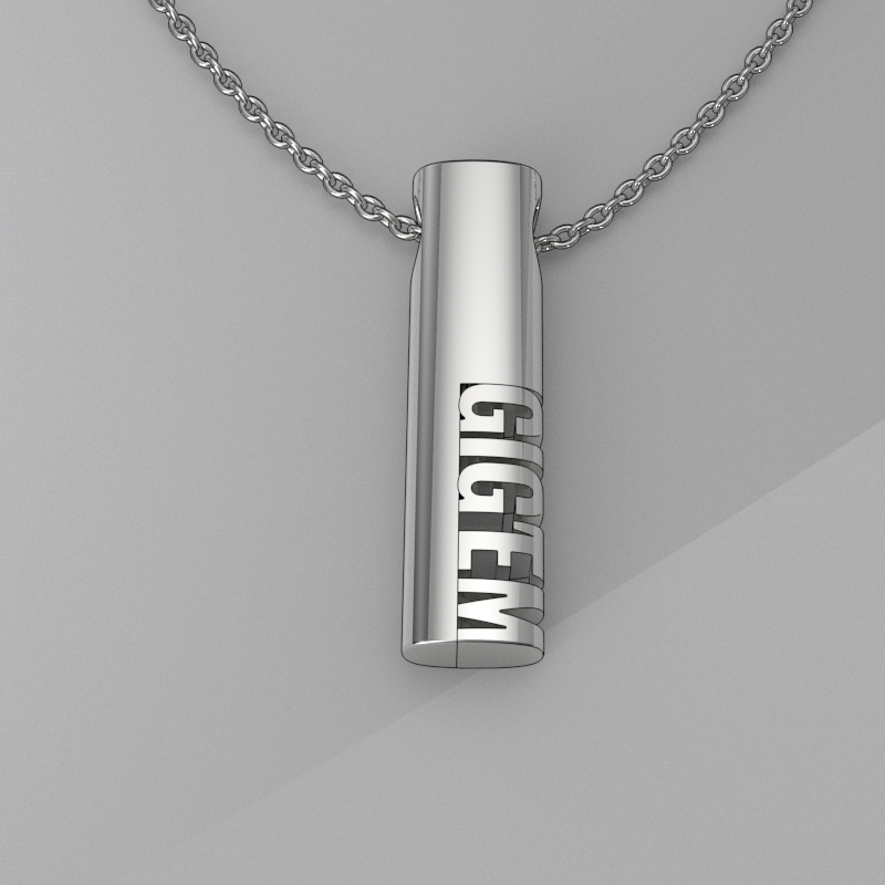 GigEm Silver Texas A&M Modern Tag Pendant