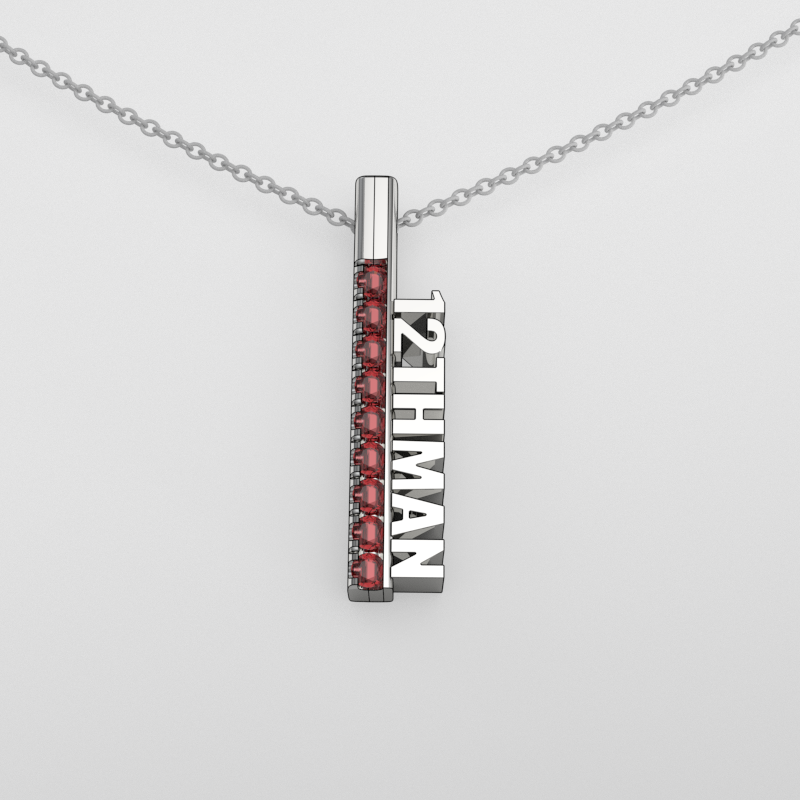 12th Man Silver and Garnet Spirit Tag Pendant