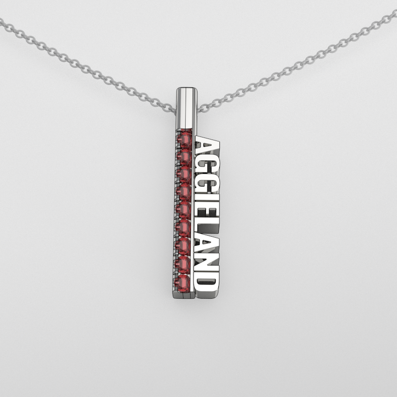 AggieLand Silver and Garnet Spirit Tag Pendant