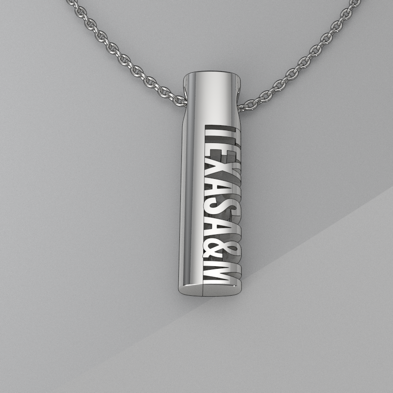 TEXAS A&M Silver Modern Tag Pendant
