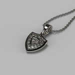 Load image into Gallery viewer, Close-up angled view of Aggie Shield™ lab-grown diamond pendant in 14K white gold
