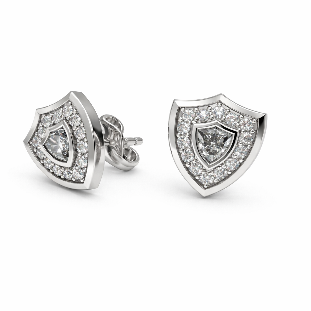 Aggie Shield™ Diamond 14K White Gold Stud Earrings