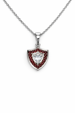 Load image into Gallery viewer, Aggie Shield™ Diamond Garnet 14K White Gold Pendant