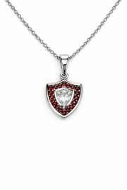 Aggie Shield™ Diamond Garnet 14K White Gold Pendant