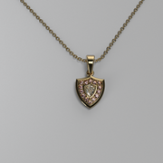 Aggie Shield™ Diamond Garnet 14K Yellow Gold Pendant