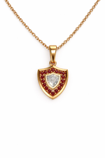 Load image into Gallery viewer, Aggie Shield™ Diamond Garnet 14K Yellow Gold Pendant