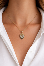 Load image into Gallery viewer, Aggie Shield™ Diamond Garnet 14K Yellow Gold Pendant