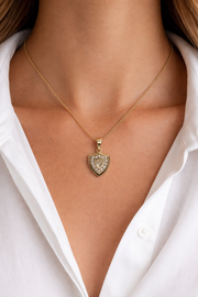 Aggie Shield™ Diamond Garnet 14K Yellow Gold Pendant