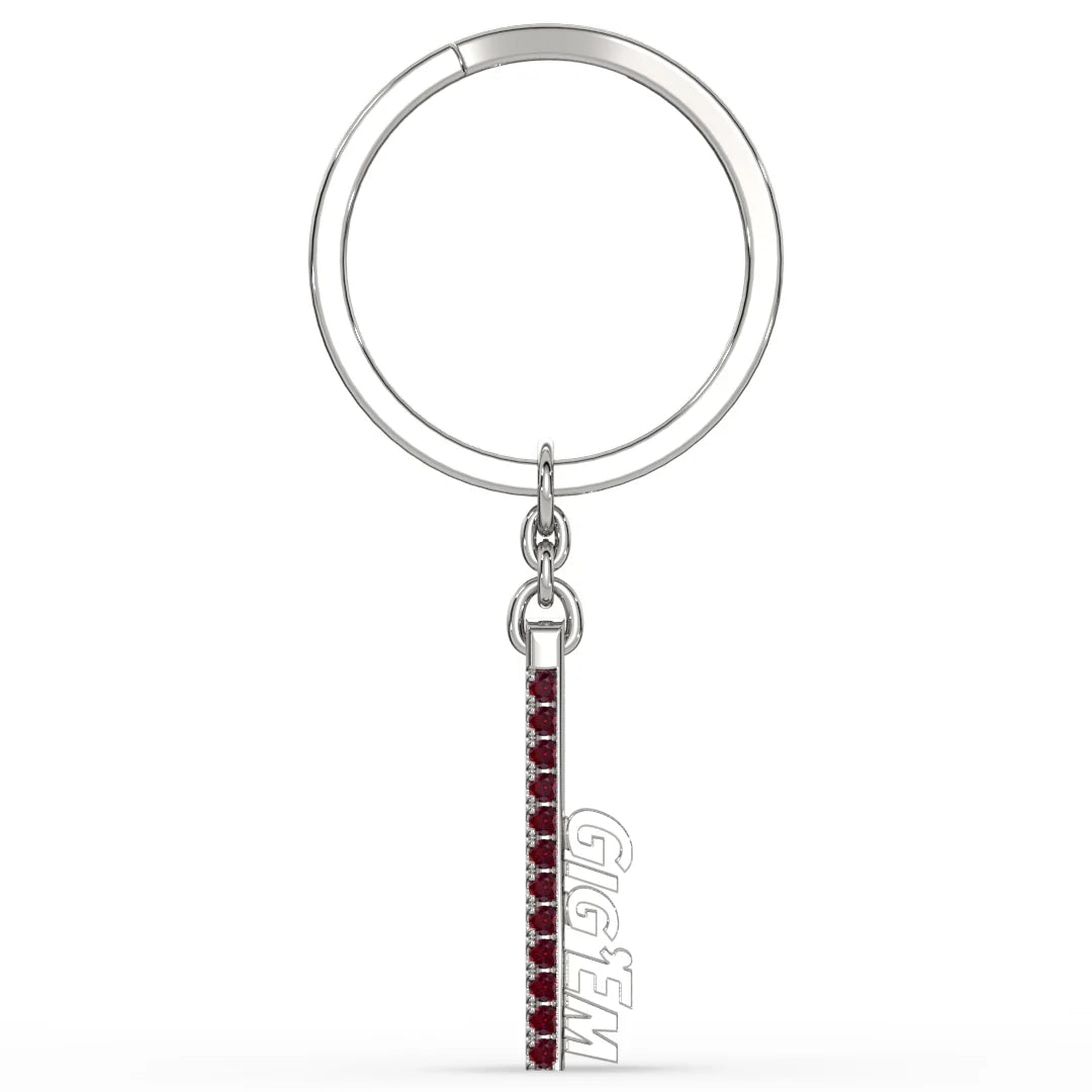 Gig'Em Silver and Garnet Spirit Keychain