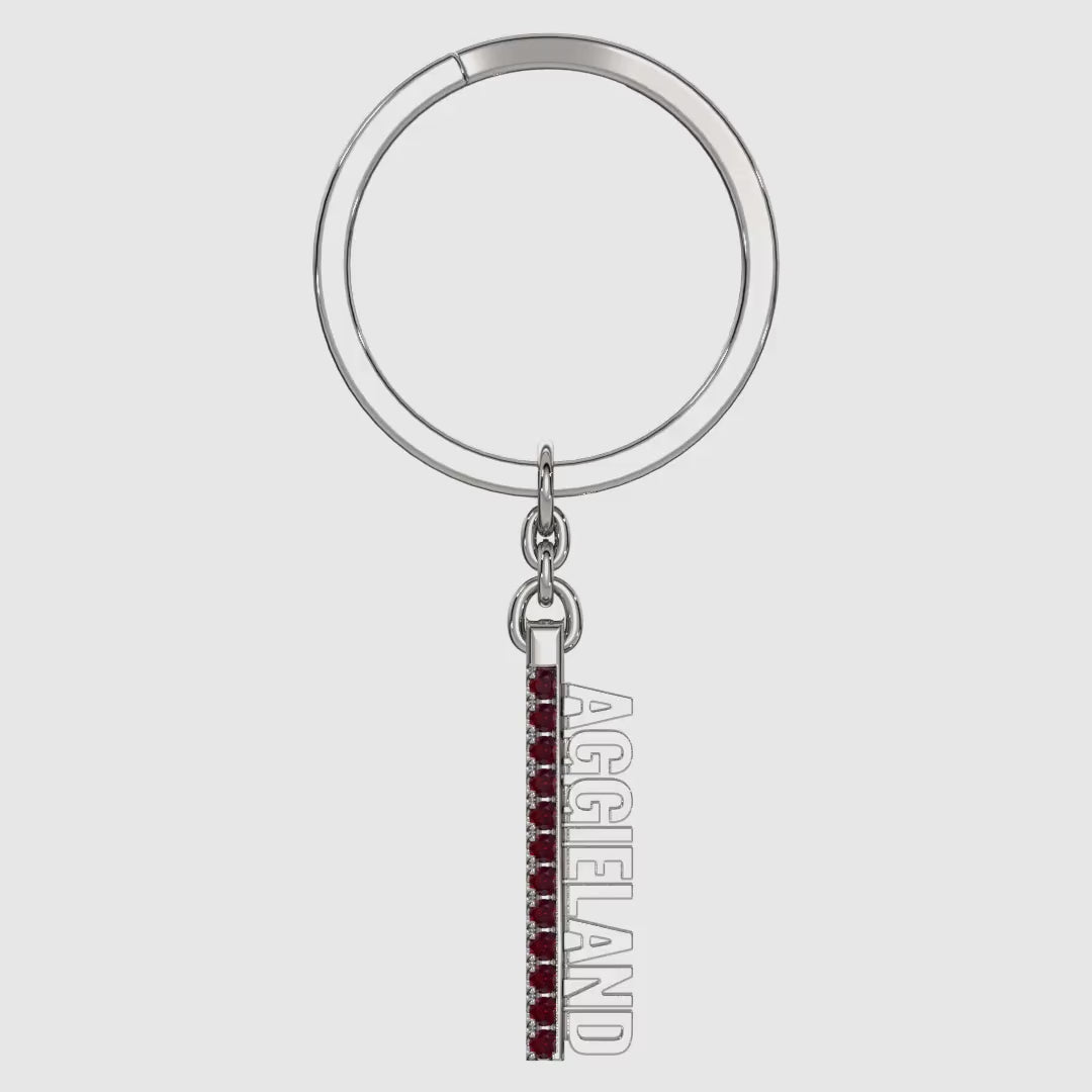 AggieLand Silver and Garnet Spirit Tag Keychain